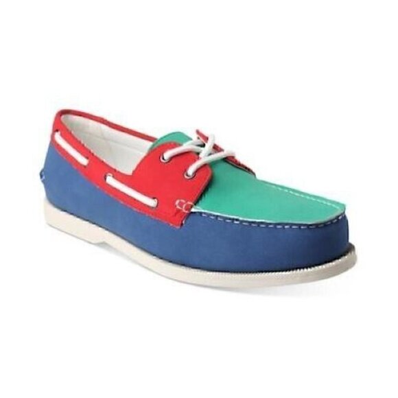 Clubroom Shoes - Clubroom Mens Green Color Block Comfort Elliot Round Toe Lace-up Boat Shoes 9 M